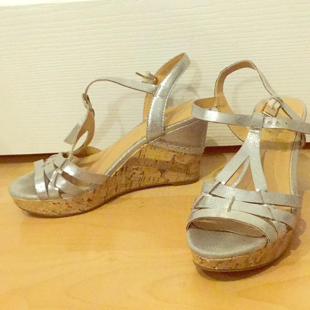 Silver cork wedges by Unisa